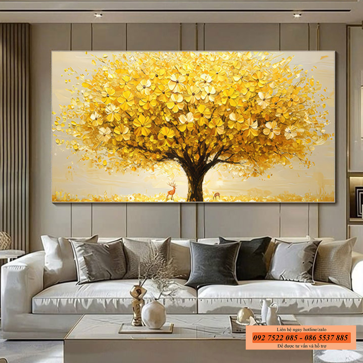 Tranh cây kim tiền vàng tranh phong thủy tuổi Mùi Mệnh Kim
