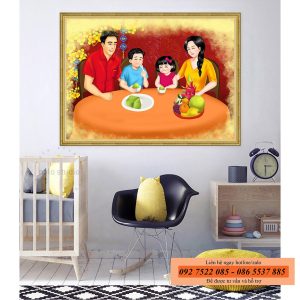 Tranh Tết gia đình treo tường