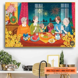 Tranh giao thừa bên giao đình