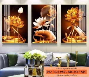Tranh 3 tấm cách điệu tráng gương