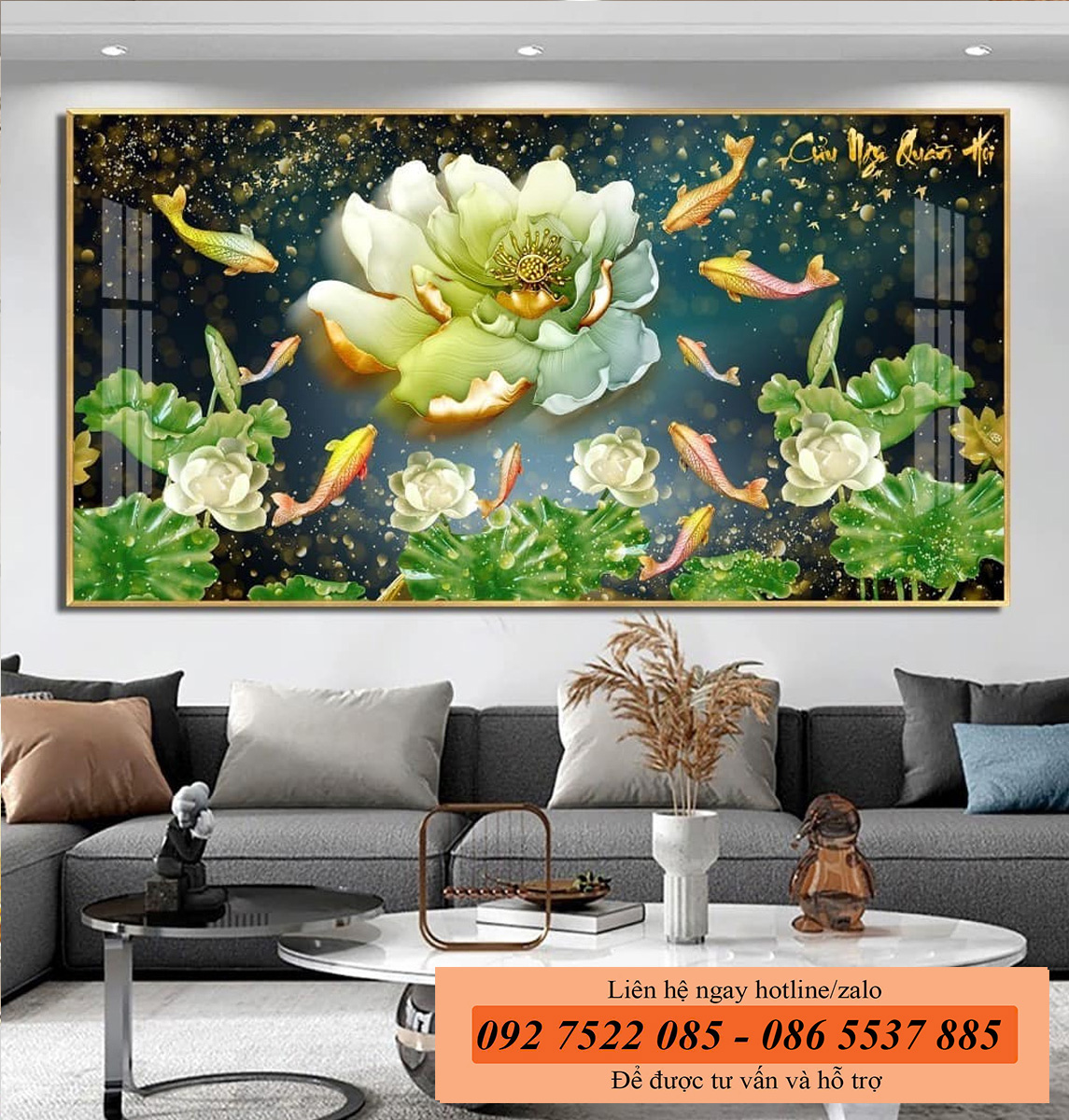 Tranh cửu ngư quần hội - tranh sơn thủy cho người Tuổi Dần