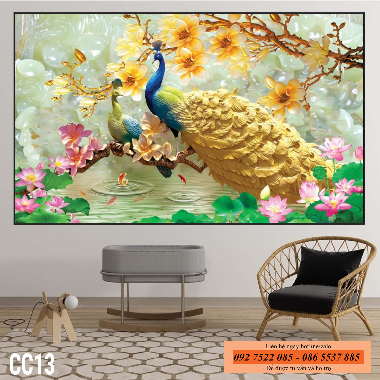 Tranh chim công - Tranh phong thủy hợp Tuổi Sửu