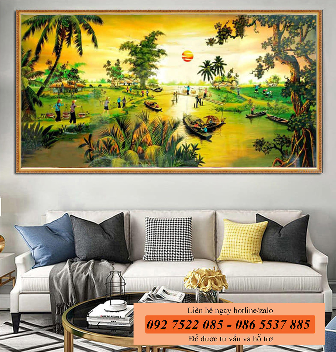 Tranh đồng quê tranh phong thủy cho người tuổi Mùi mệnh Thổ