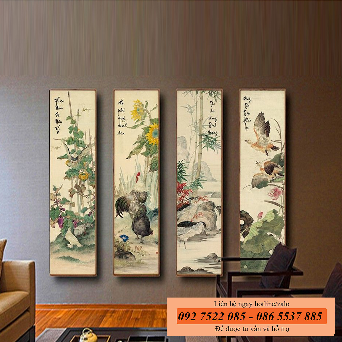Tranh tứ bình - tranh phong thủy cho người tuổi Thân