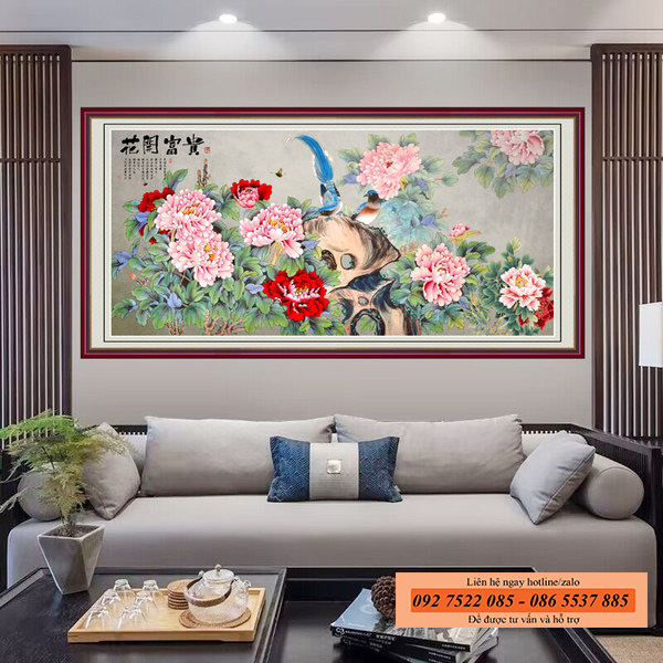 Tranh hoa mẫu đơn - tranh phong thủy cho người tuổi mão