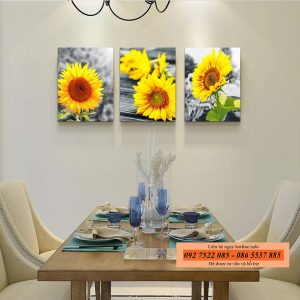 Bộ ba tranh hoa hướng dương treo tường