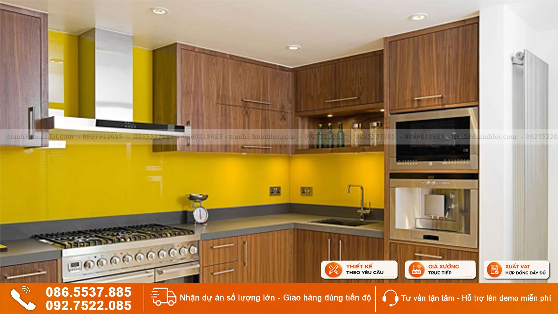 Kính ốp bếp hiện đại