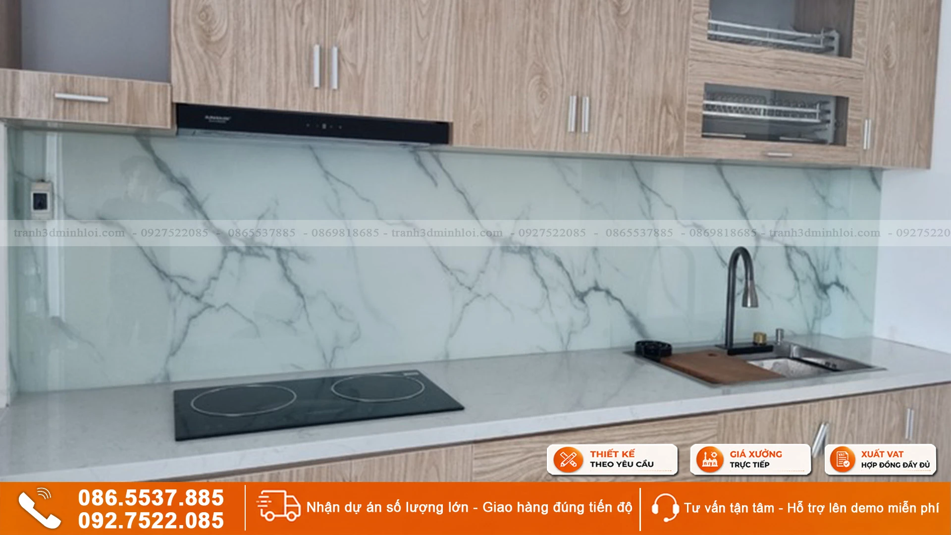 Kính ốp bếp hiện đại