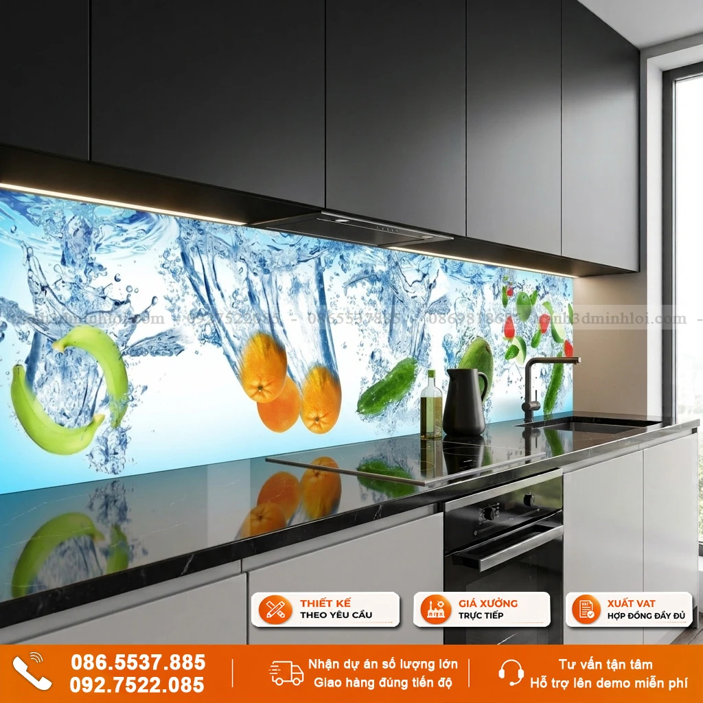 Kính ốp bếp mẫu hoa quả