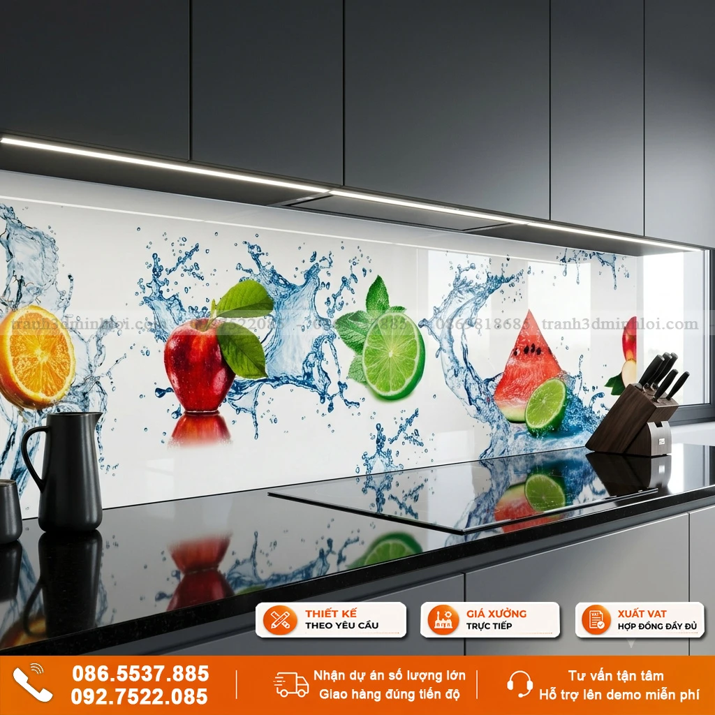 Kính ốp bếp mẫu hoa quả