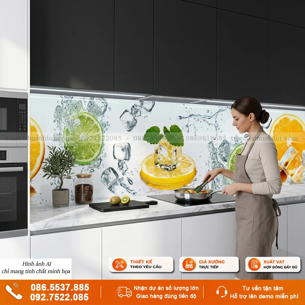 Kính ốp bếp mẫu hoa quả