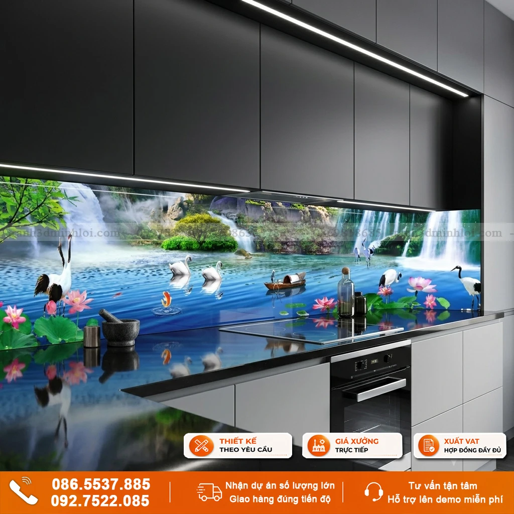 Kính ốp bếp biển và đại dương