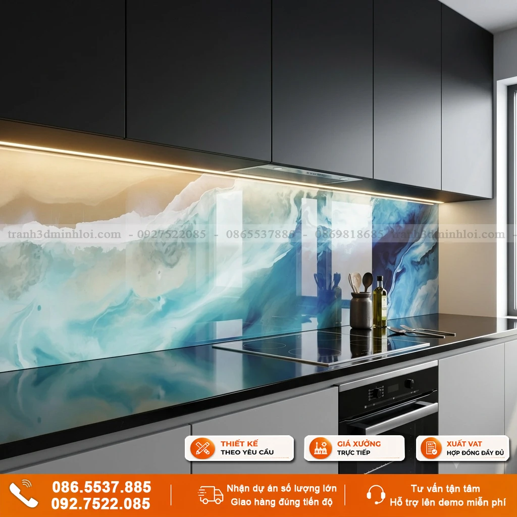 Kính ốp bếp hiện đại