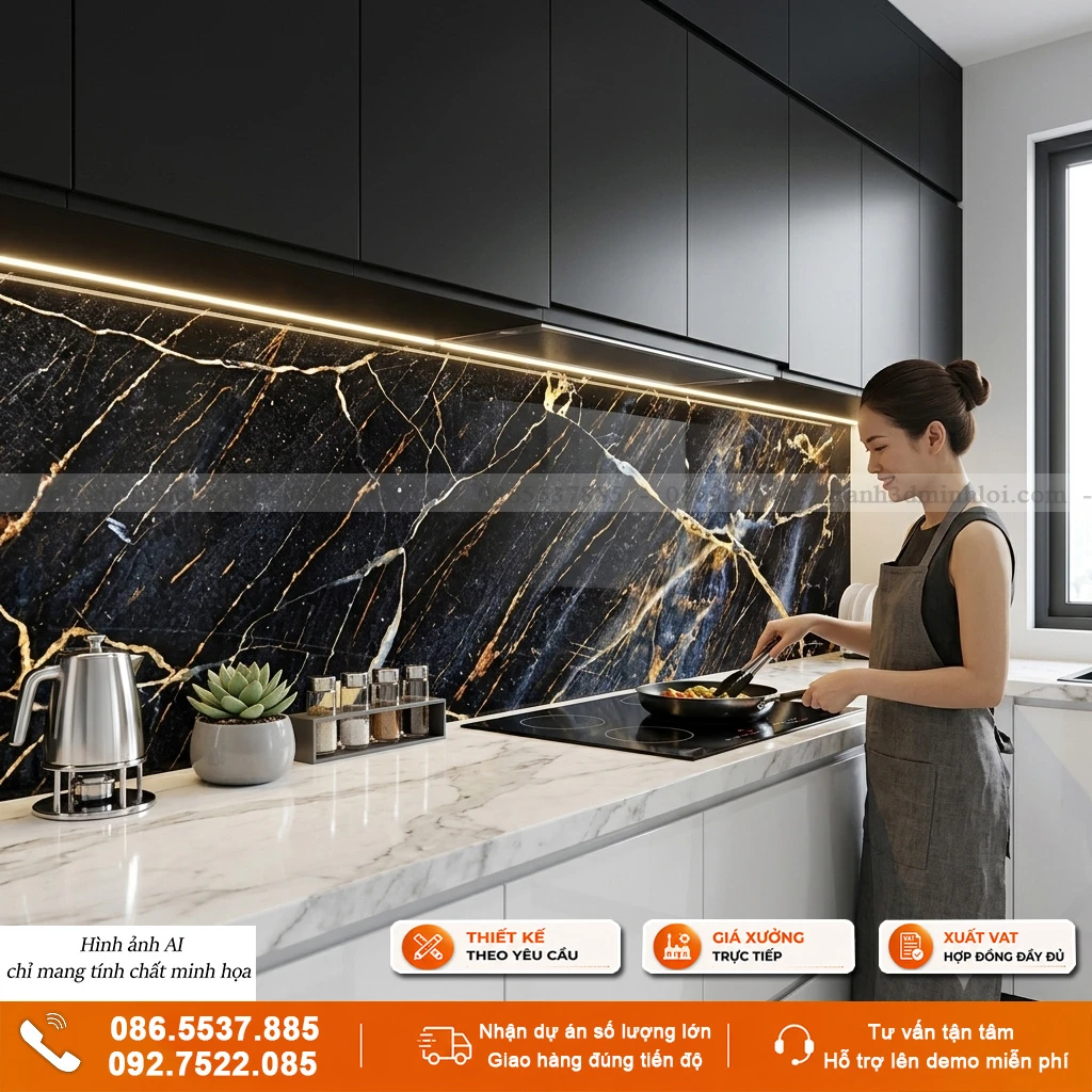 Kính ốp bếp hiện đại