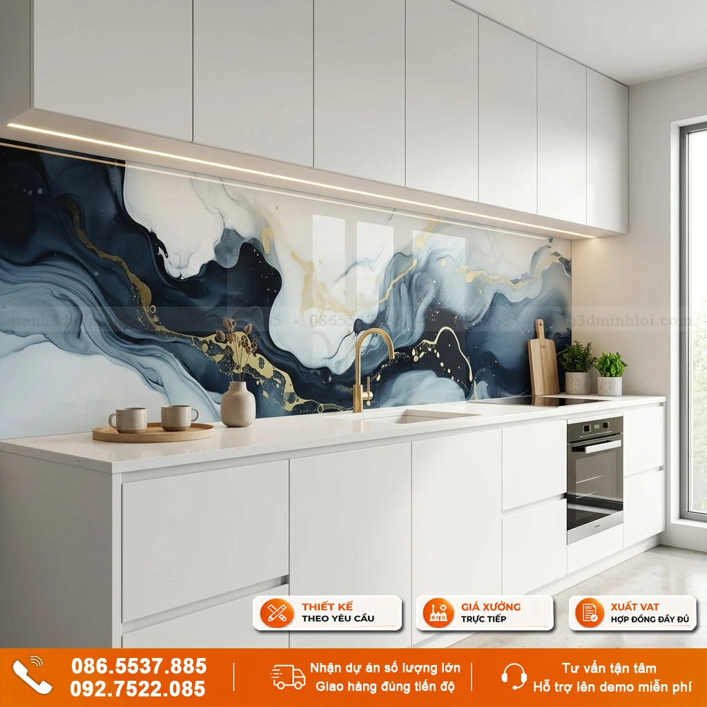 Kính ốp bếp hiện đại – nghệ thuật