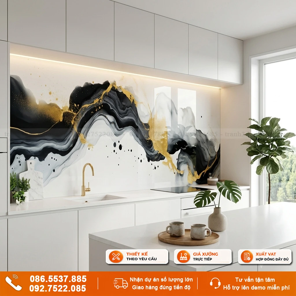 Kính ốp bếp hiện đại