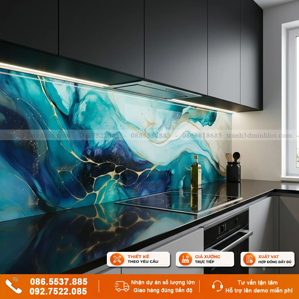 Kính ốp bếp hiện đại