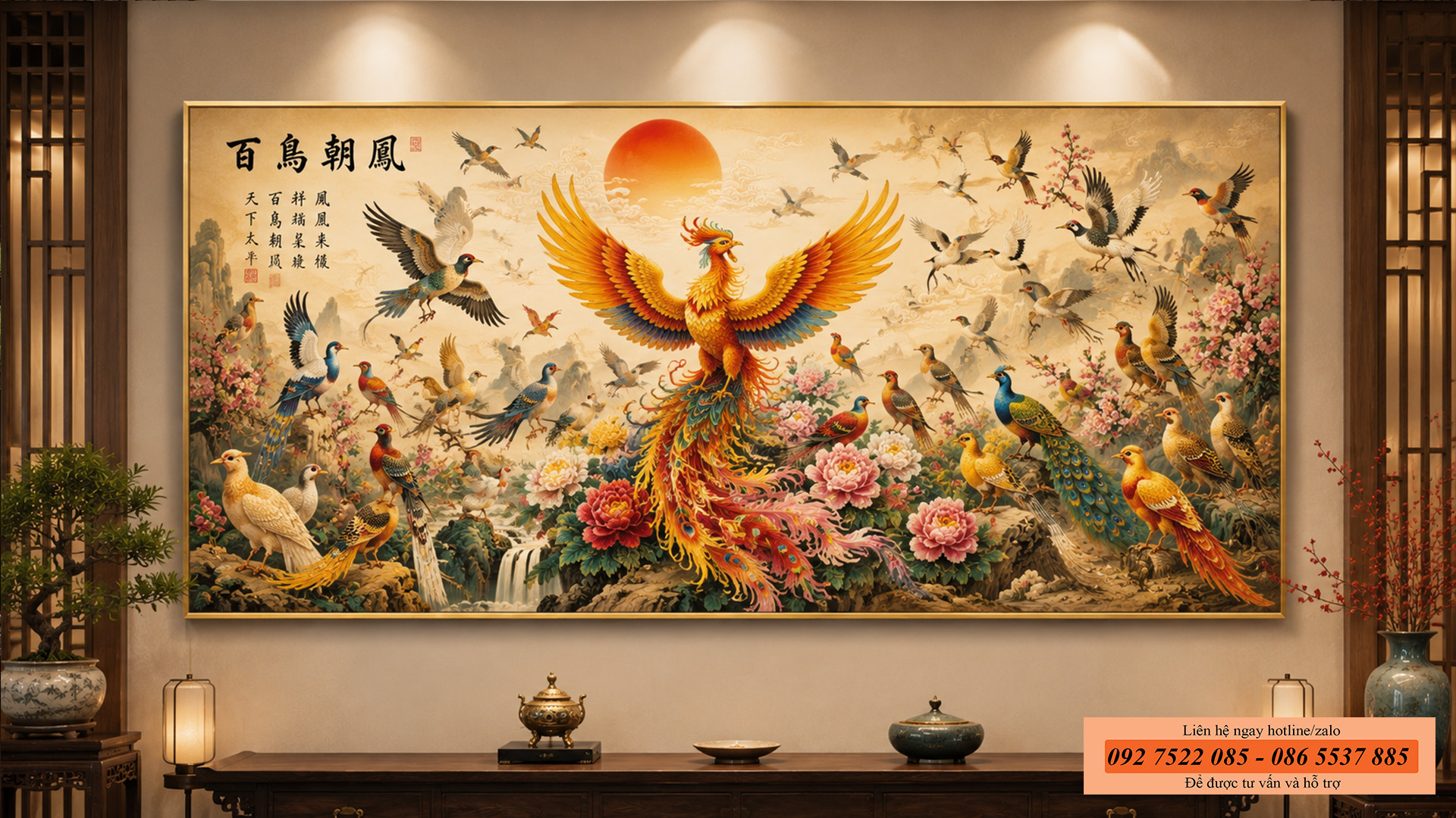 Tranh bách điểu triều phụng