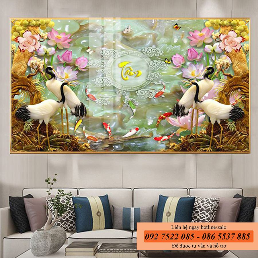 Tranh chim hạc tùng bách - tranh phong thủy cho người tuổi Thân