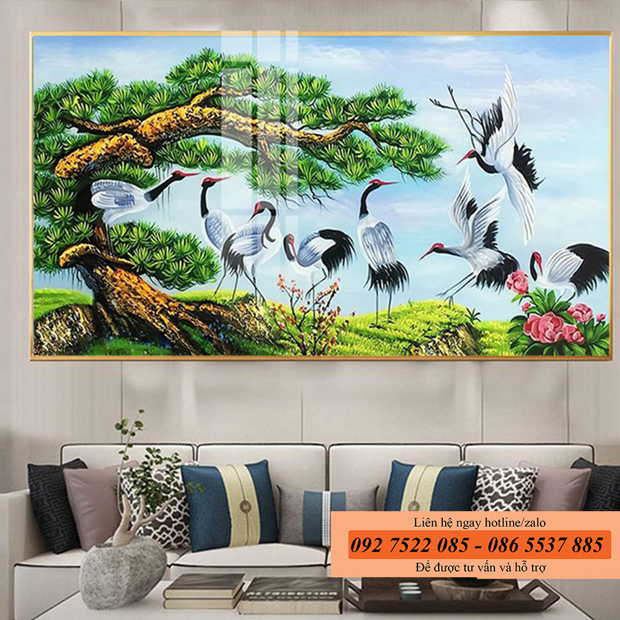 Tranh chim hạc tùng bách - tranh phong thủy cho người tuổi Thân