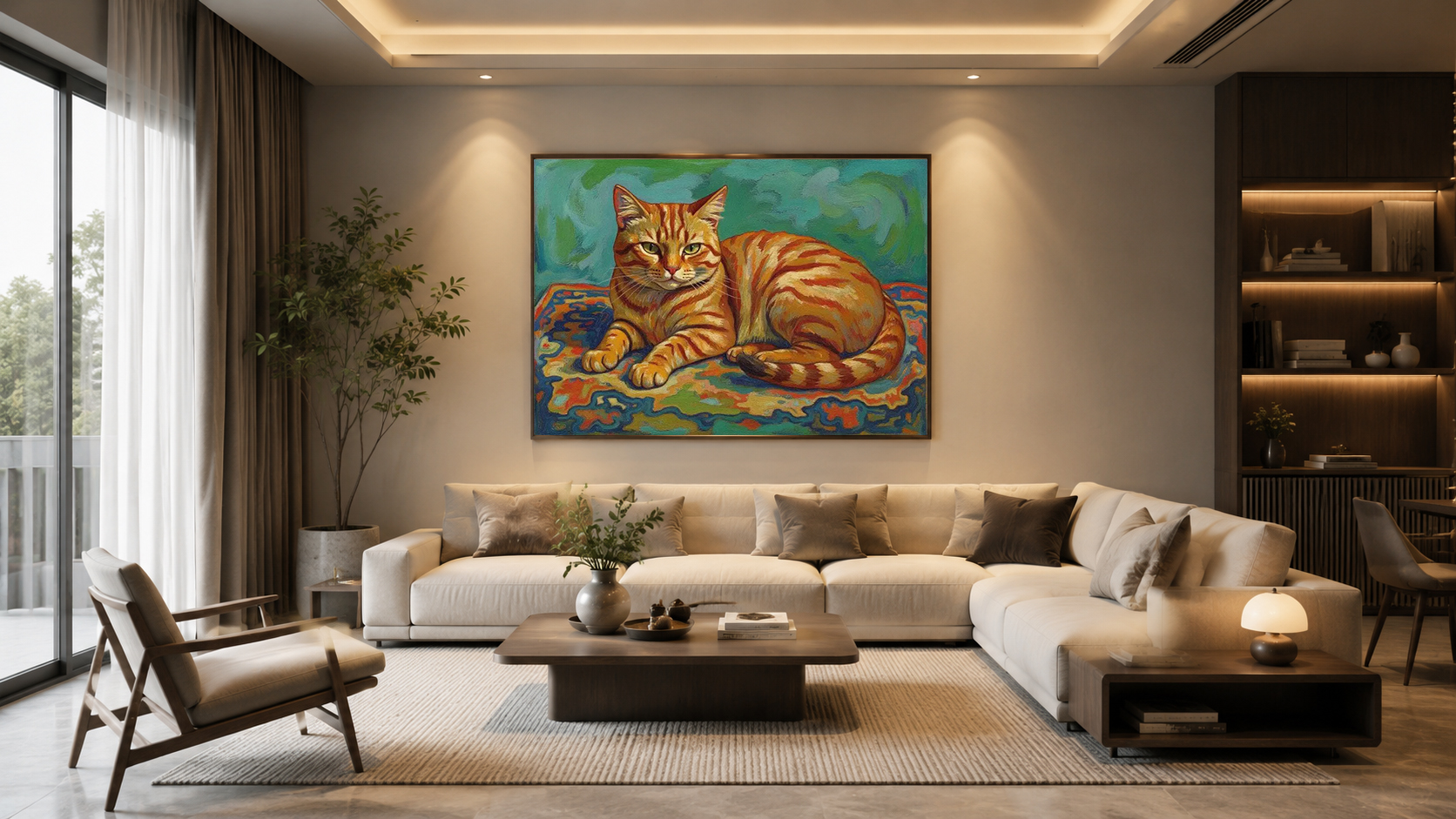 Tranh mèo tranh phong thủy cho người Tuổi Tuất