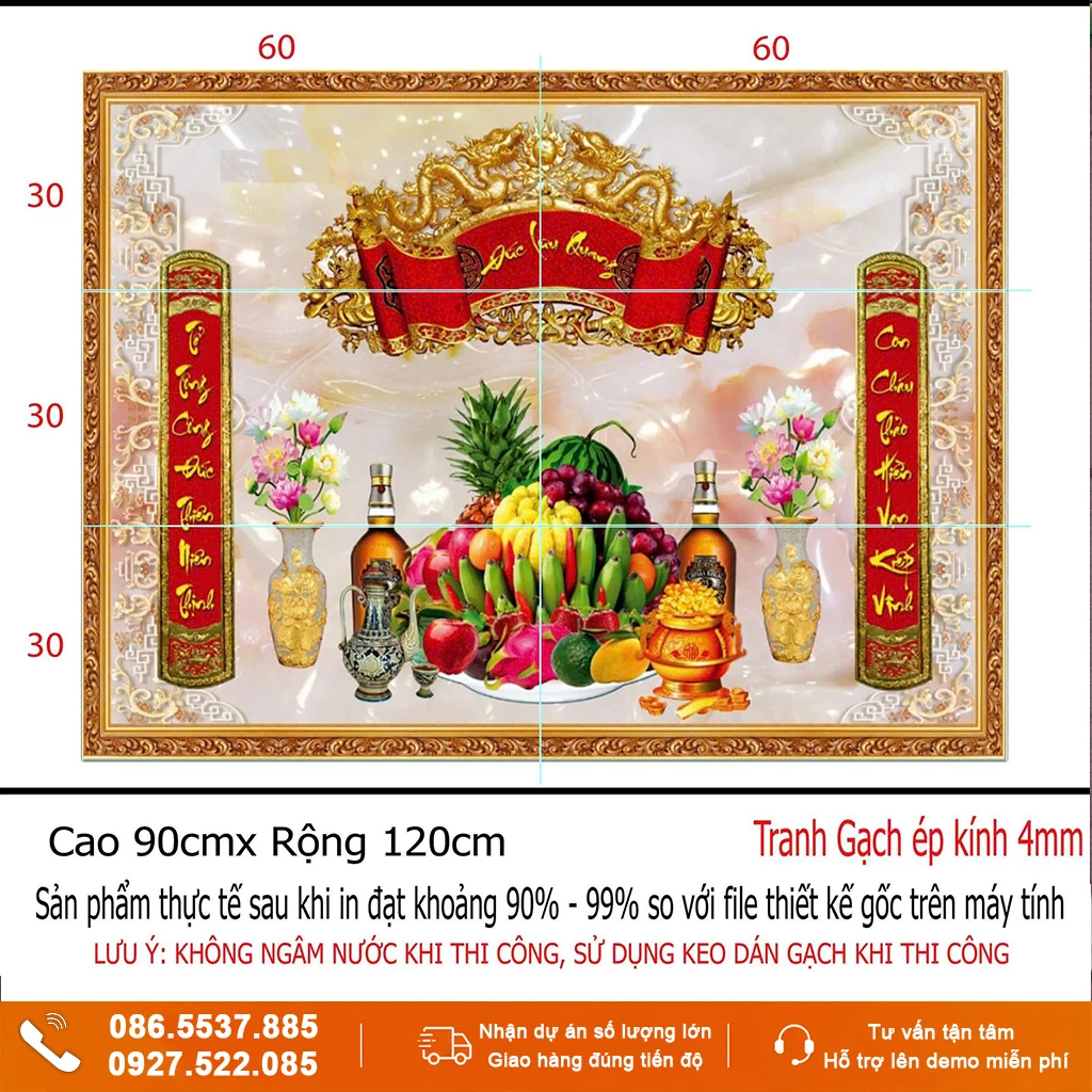 Tranh cửu huyền thất tổ decor phòng thờ