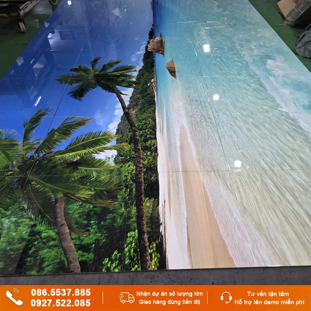 Tranh phong cảnh biển gạch UV ốp tường giá xưởng