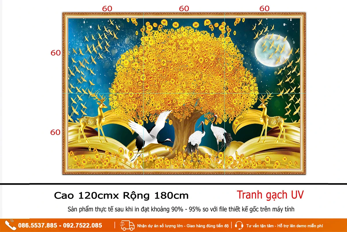 Tranh cây kim tiền vàng tài lộc