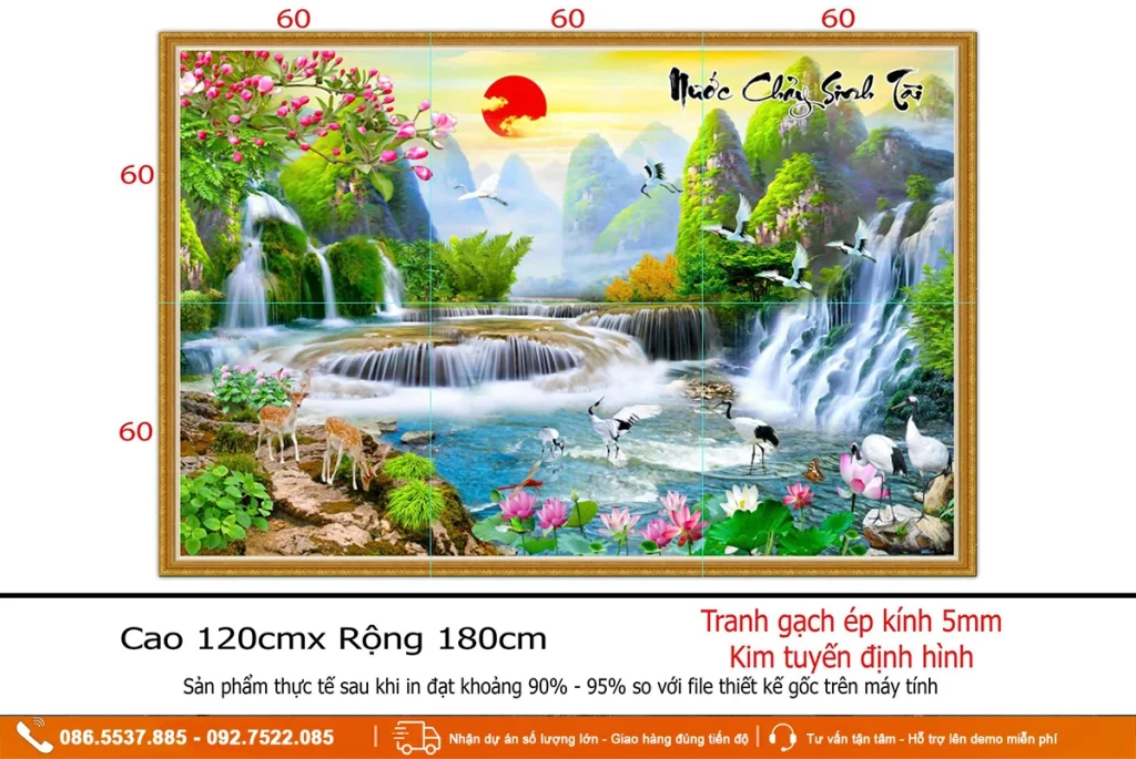 Tranh nước chảy sinh tài lưu thuỷ sinh tài