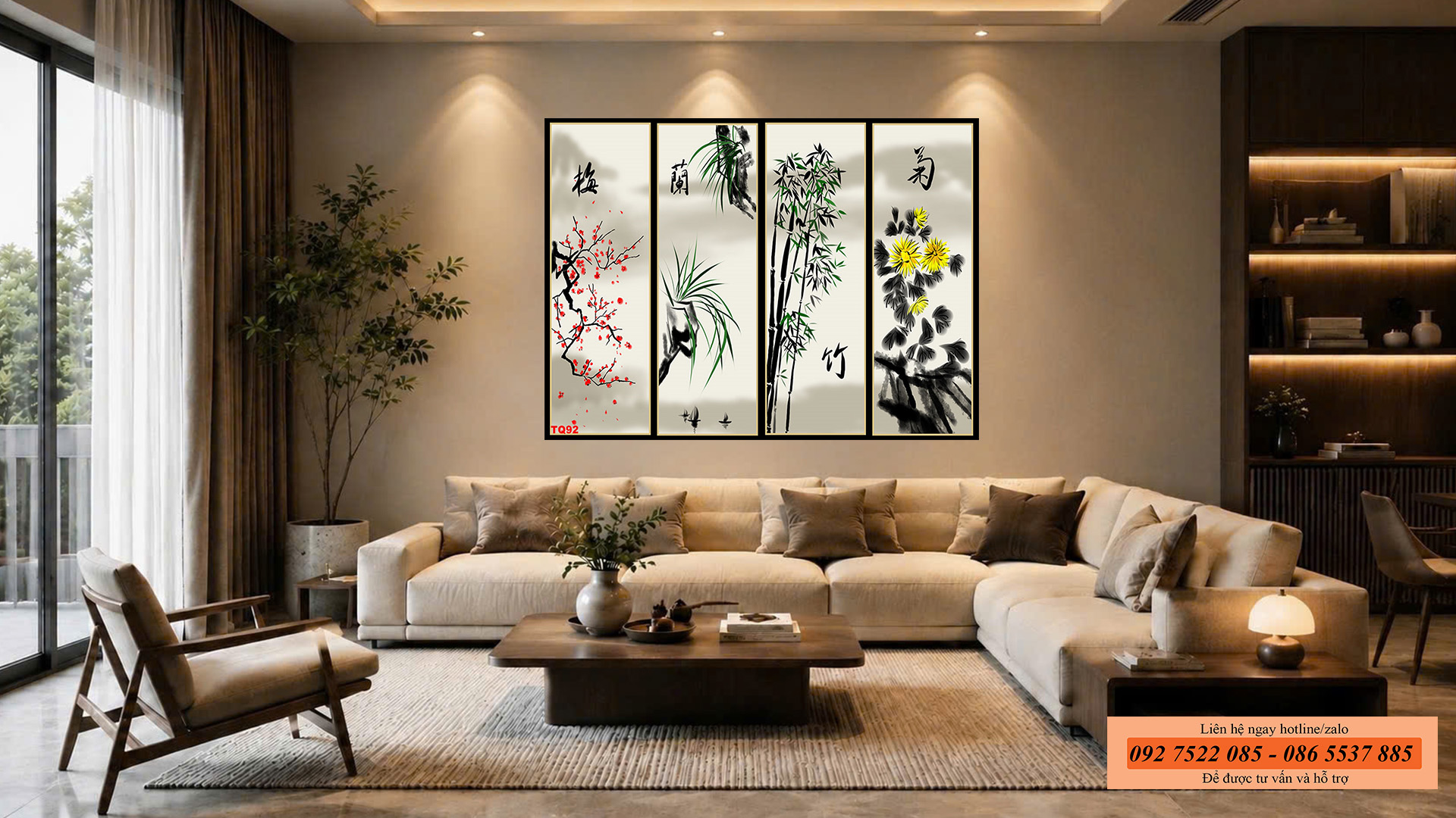Tranh tứ quý tranh phong thủy cho người tuổi tuất