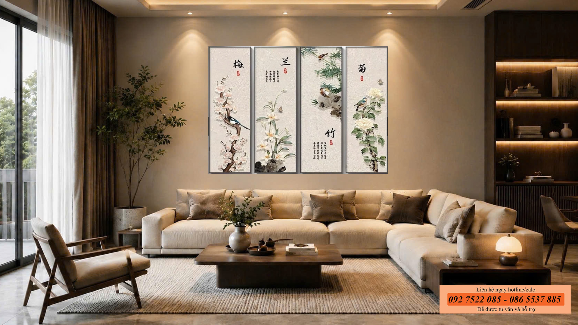Tranh tứ quý tranh phong thủy cho người tuổi tuất