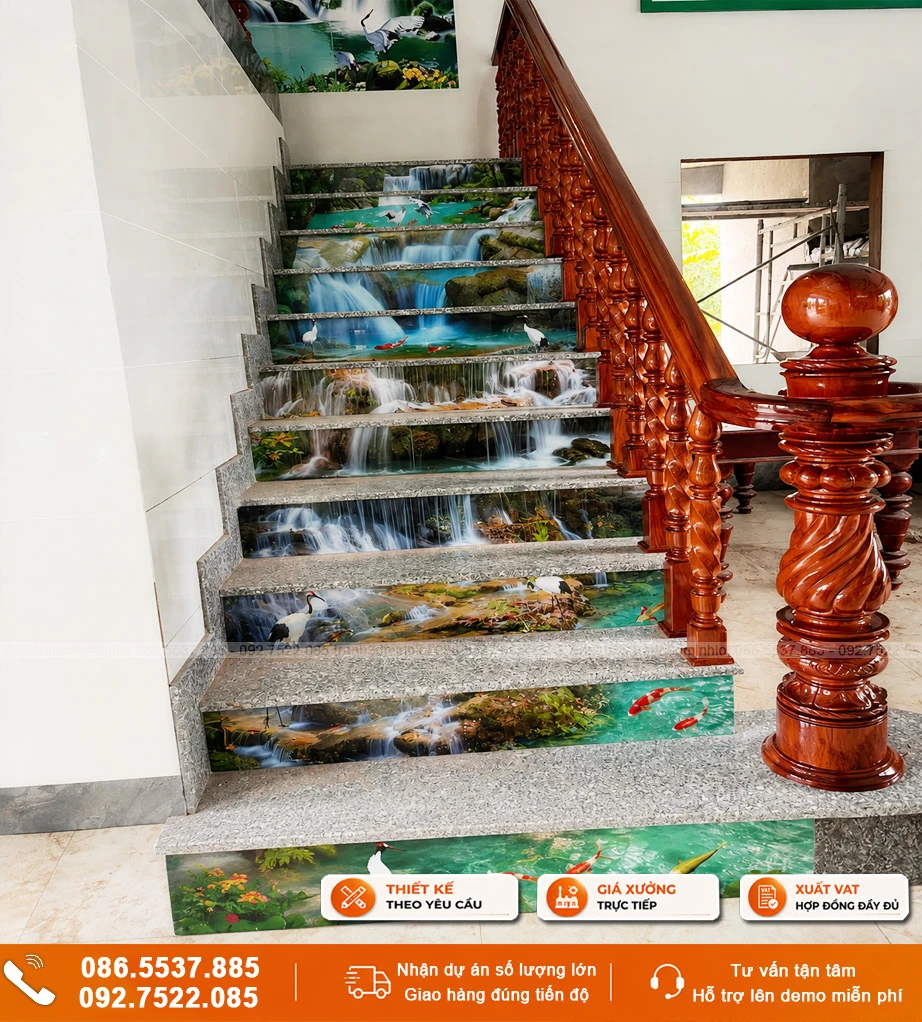 Tranh kính ốp bậc thang giá xưởng