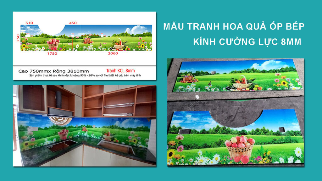 Tranh kính hoa quả ốp bếp cường lực 3d