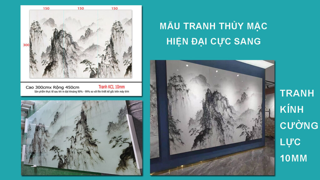 tranh kính cường lực 3d thủy mặc