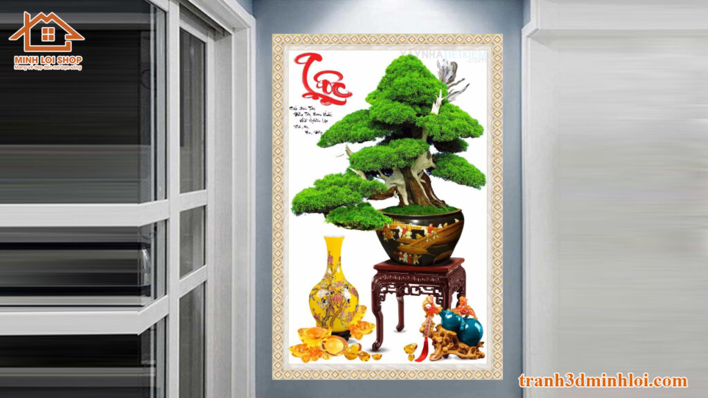 Tranh bonsai gạch ốp tường 3d