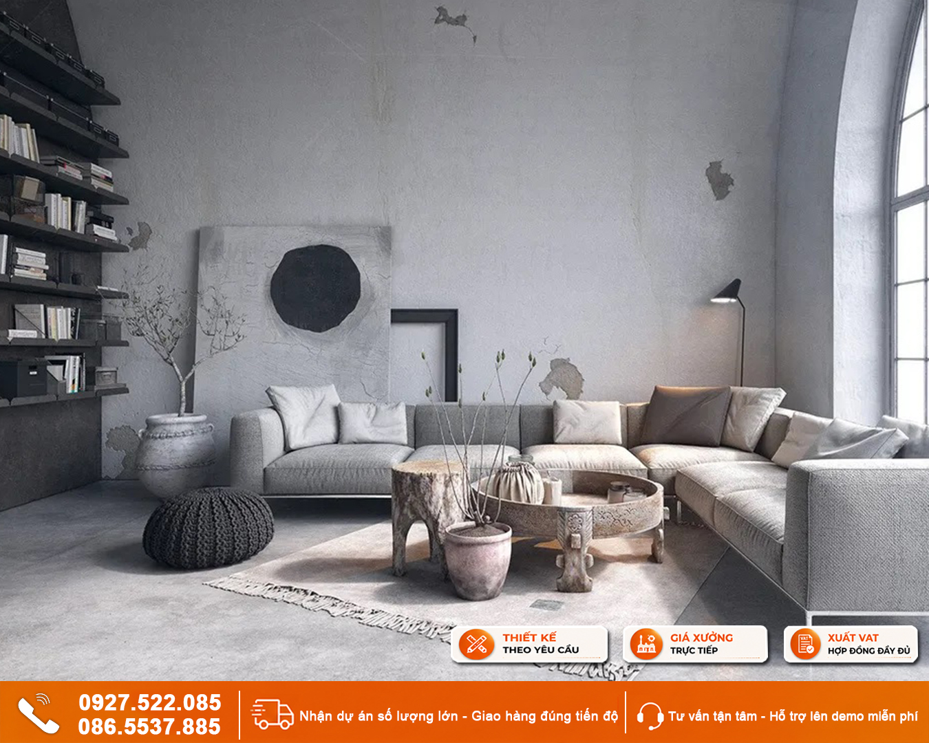 Tranh phòng khách căn hộ phong cách Bắc Âu