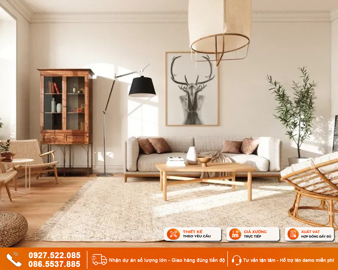 Tranh phòng khách căn hộ phong cách Bắc Âu