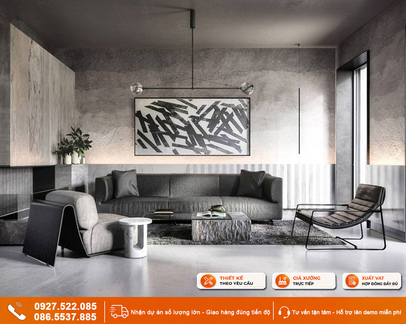 Tranh phòng khách căn hộ phong cách Minimalism