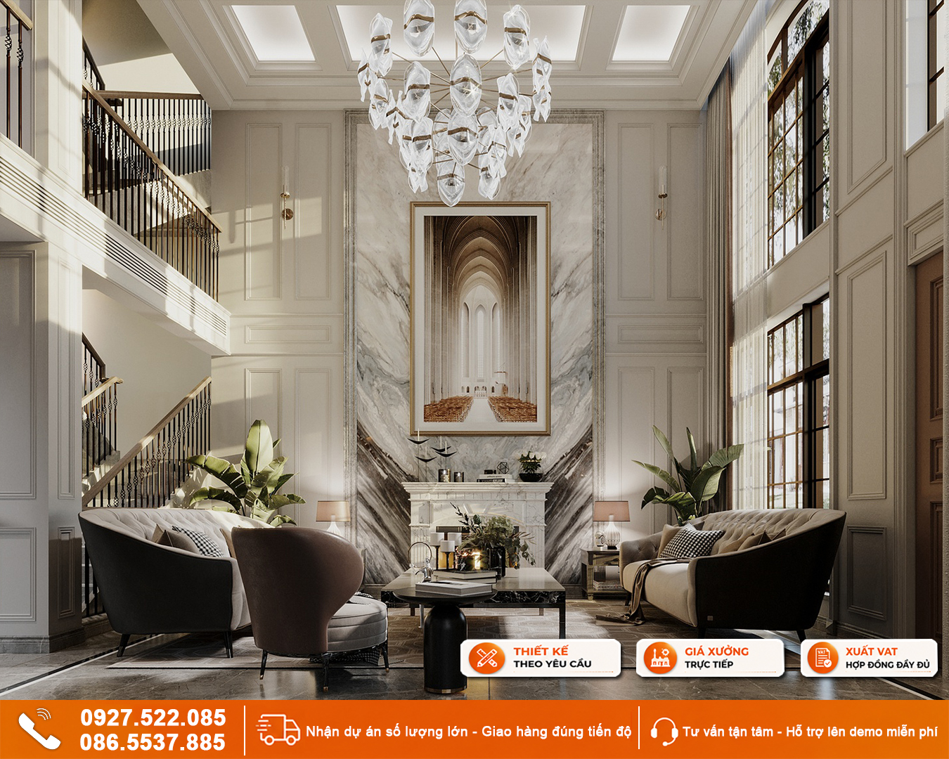 Tranh phòng khách chung cư căn hộ phong cách Tân Cổ Điển