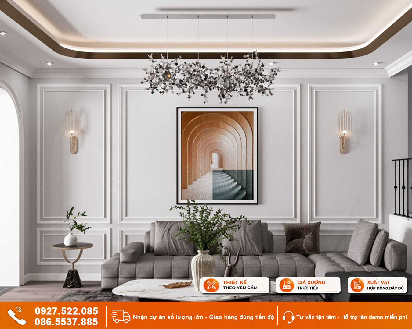 Tranh phòng khách chung cư căn hộ phong cách Tân Cổ Điển