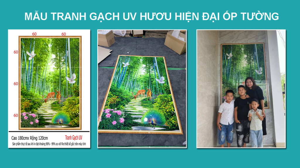 Tranh hươu hiện đại gạch 3d ốp tường