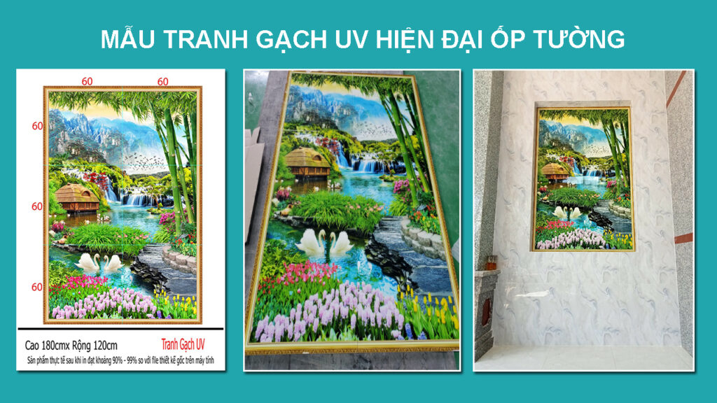 Tranh gạch thiên nga gạch 3d ốp tường hiện đại