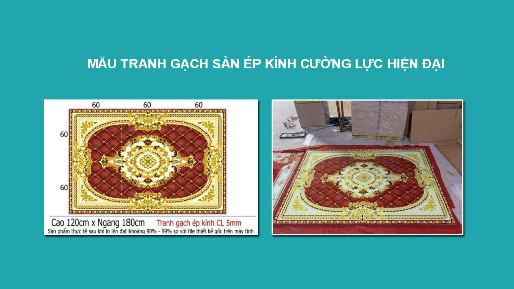 Tranh gạch sàn ép kính cường lực hiện đại