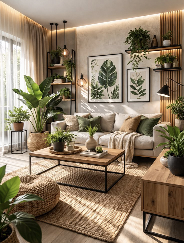 Phòng khách hiện đại cho người Mệnh Mộc