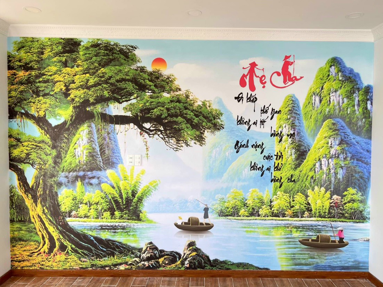 Dự án tranh dán tường vải lụa canvas giá xưởng
