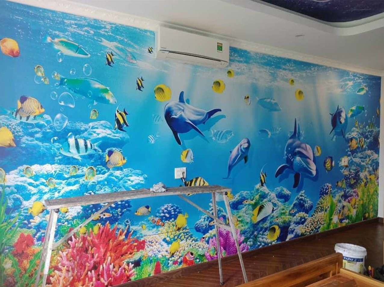Dự án tranh dán tường vải lụa canvas giá xưởng