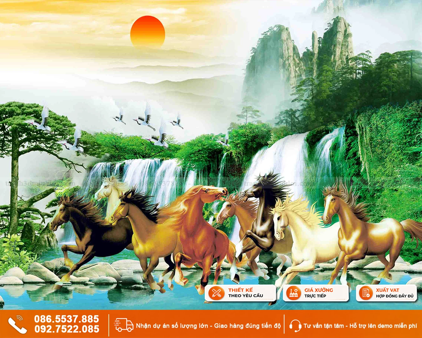 Tranh gạch 3D mã đáo thành công