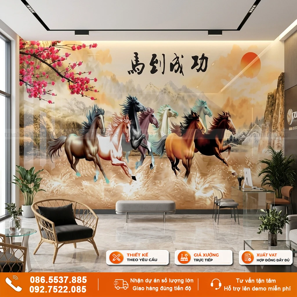 Tranh gạch 3D mã đáo thành công