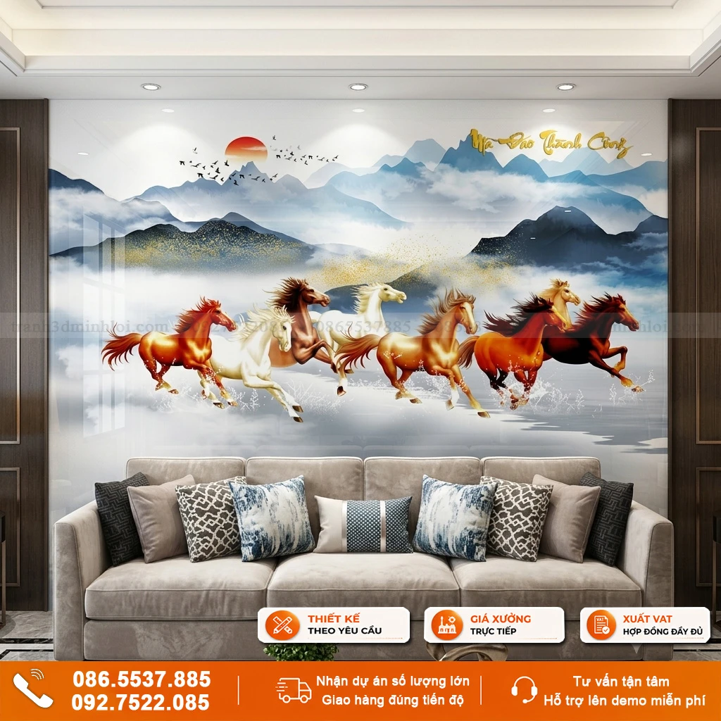 Tranh gạch 3D mã đáo thành công