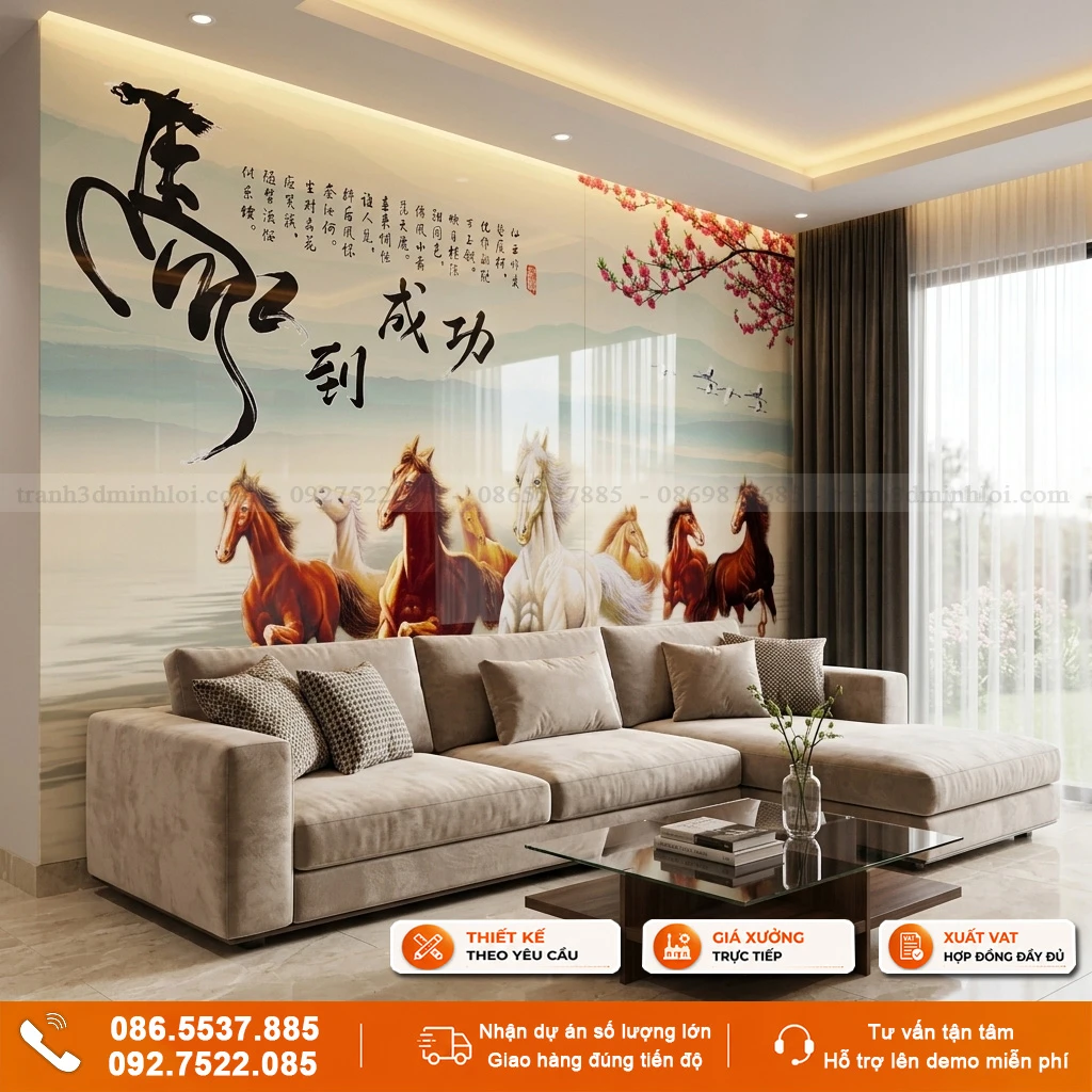Tranh gạch 3D mã đáo thành công